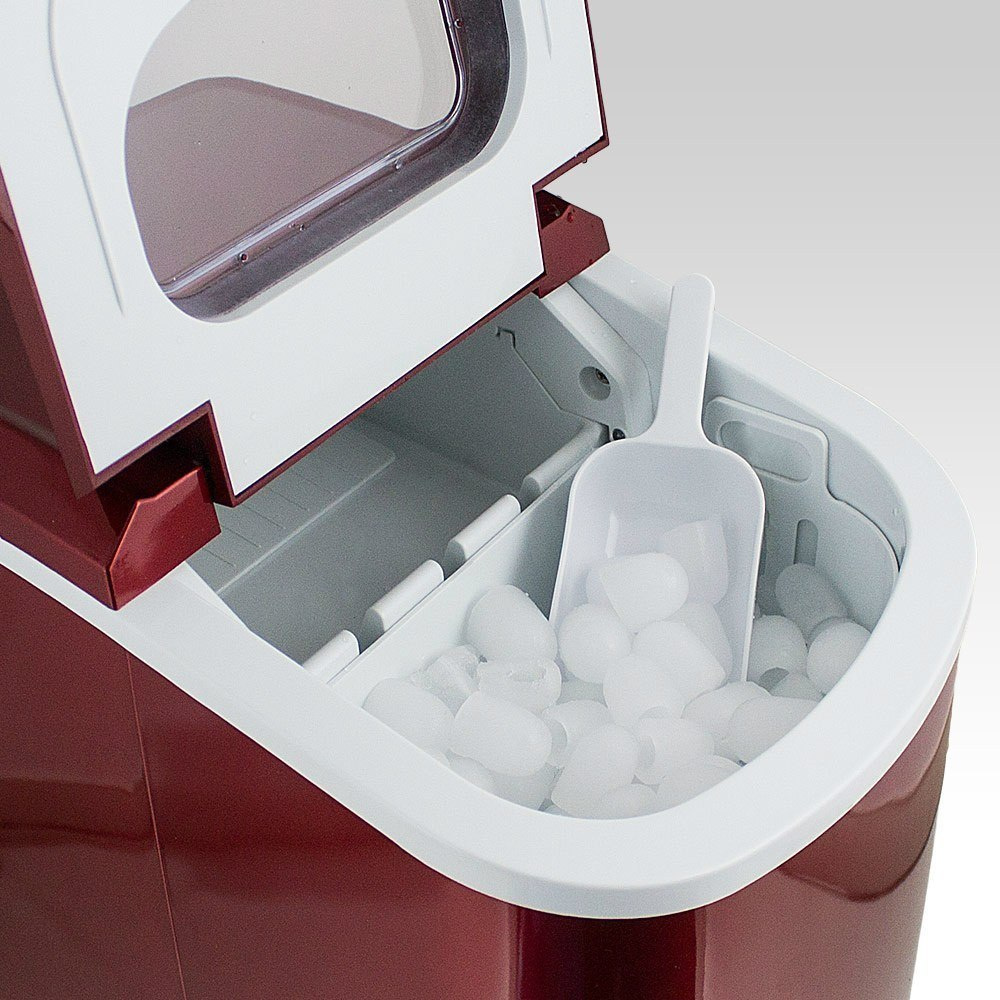 Výrobník kostek ledu Červený výkonný 15 kg/den do baru restaurace MS15129